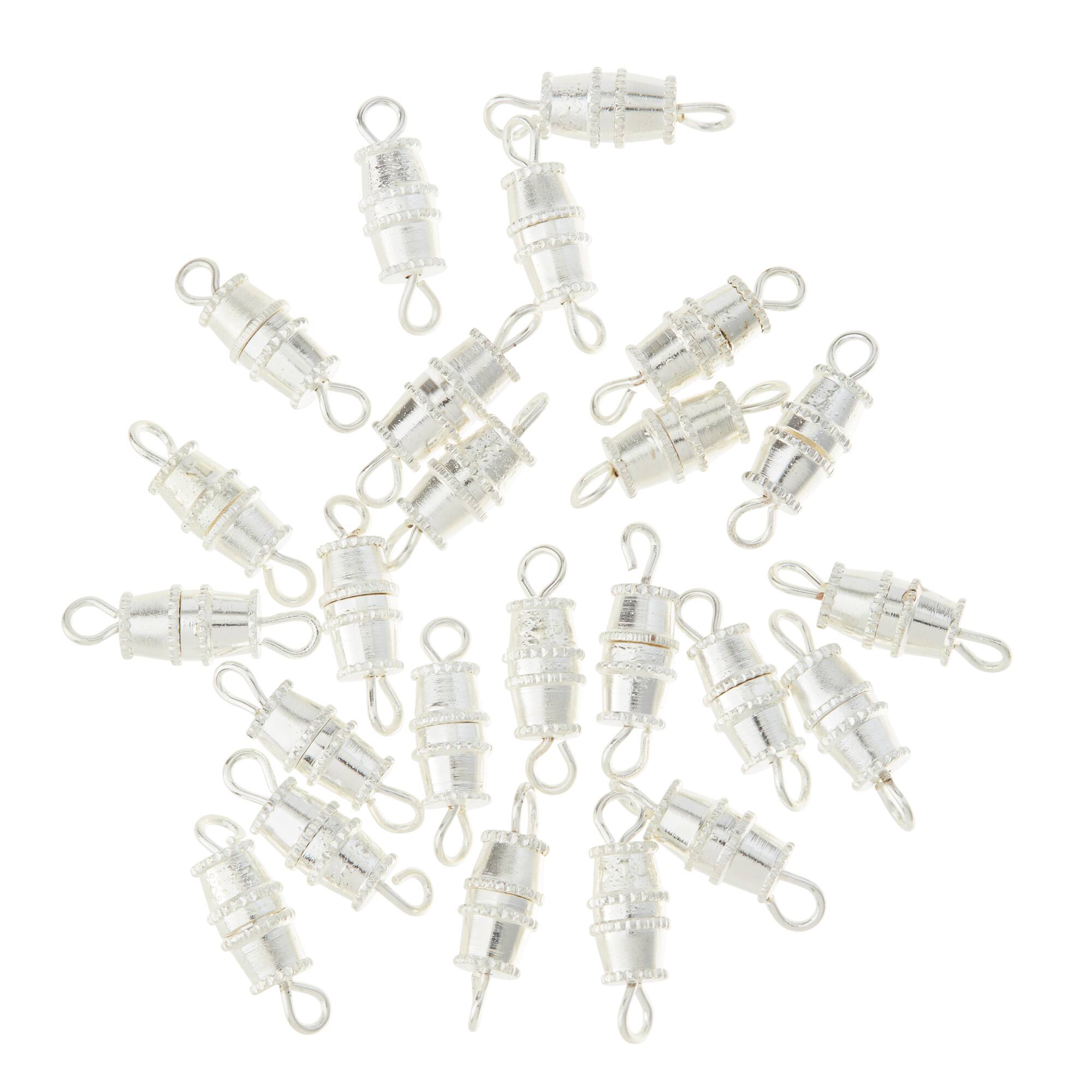10mm Silver Barrel Screw Clasps, 24ct. by Bead Landing™
